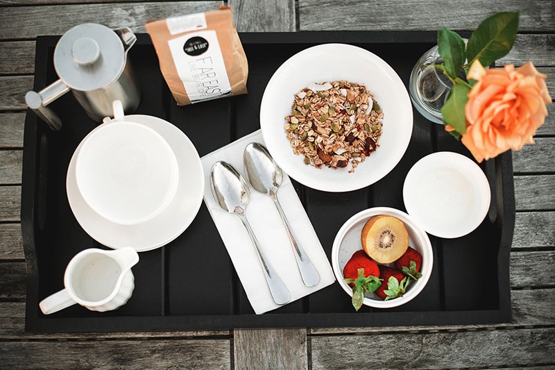 Continental breakfast tray Gisborne luxury accommodation